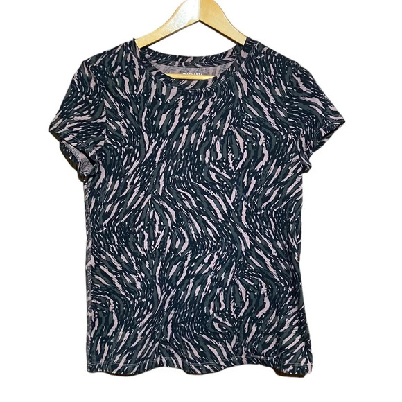 Athleta Organic Daily Printed Tee Abstraction‎ Black Peat Size Small RN 54023 - Picture 2 of 8